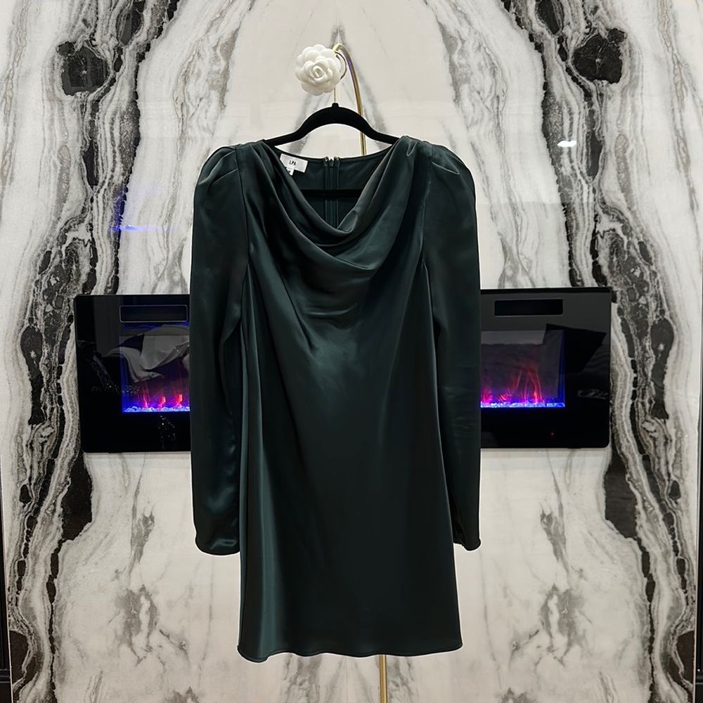 LPA Elia Mini Dress in Forest Green